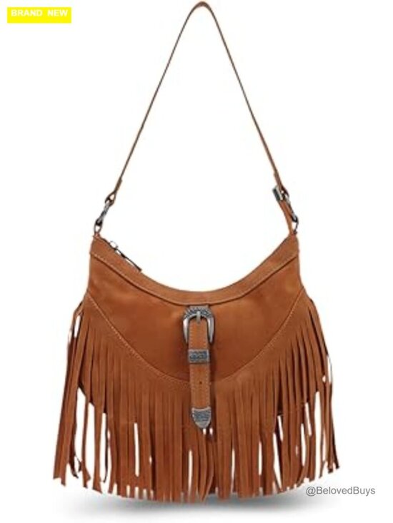 Handbags - Faux Leather Fringe Hobo Bag Crossbody Tassel Purse
